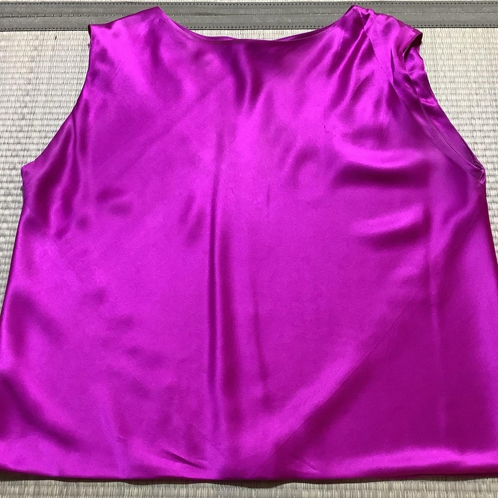 Ronaldus Shamask Fuchsia Pink Silk Sleeveless Top Satin Sheen